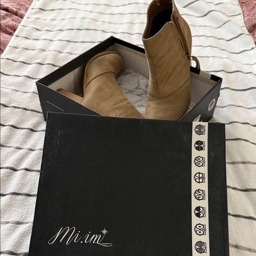 Mi.iM Tan Suede Mid-Calf Boots